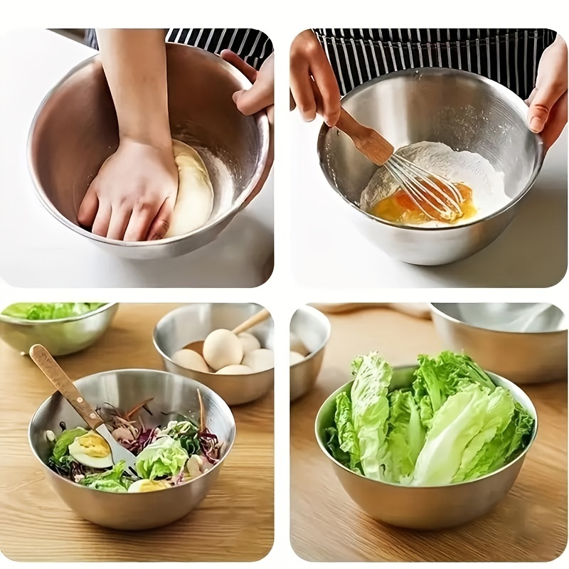 Mixing Bowl Set 304 Stainless Steel Salad Mixing Bowls With - Temu