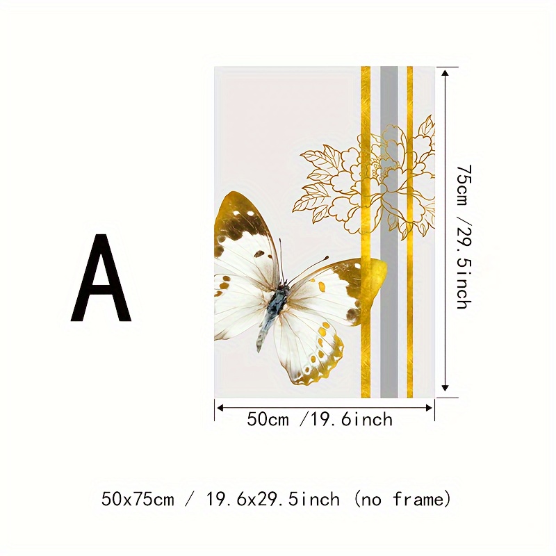 Canvas Poster, Modern Art, Light Luxury Floral Butterfly Canvas