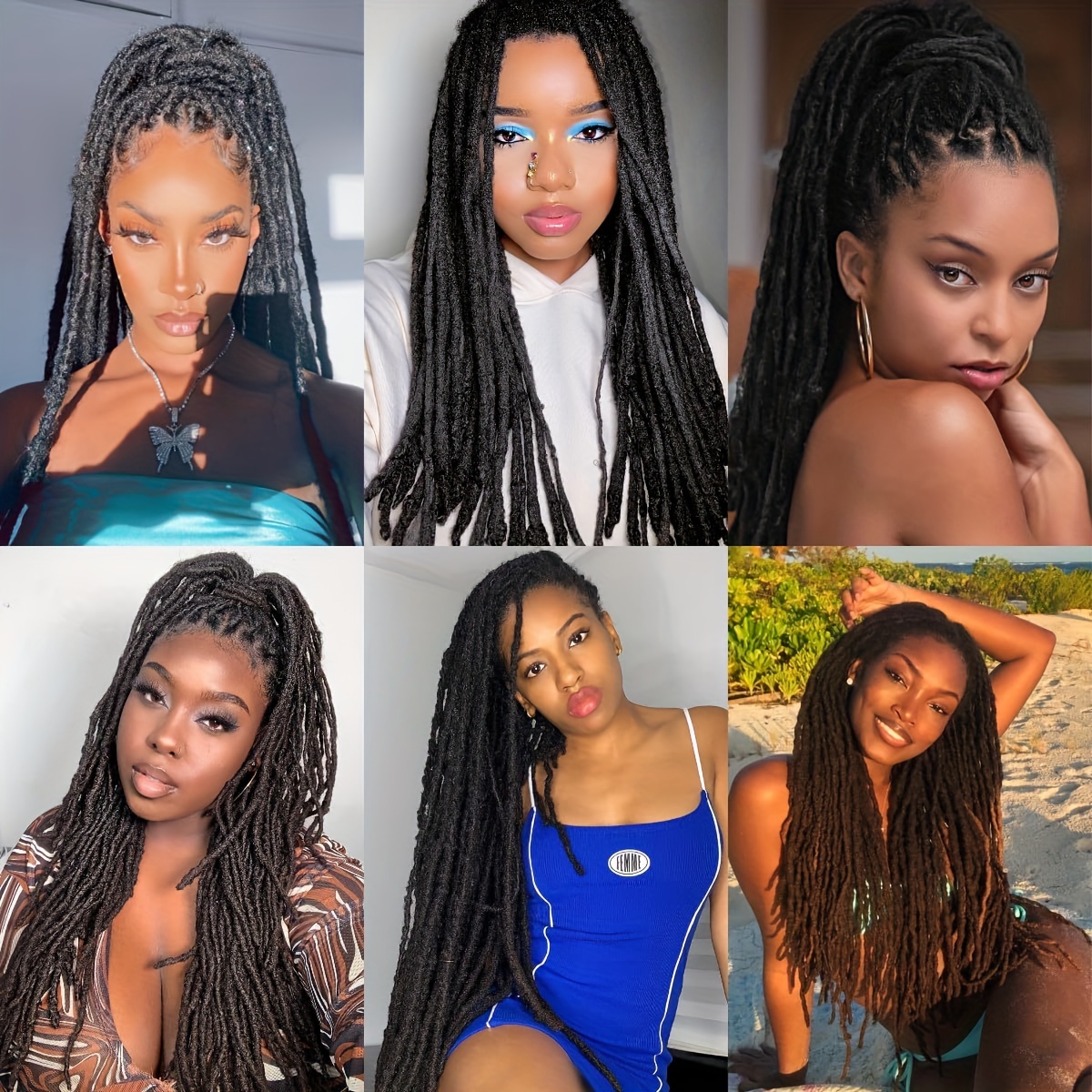 20 Inch Pre Looped Dreadlock Extensions Tapering Synthetic Dreads