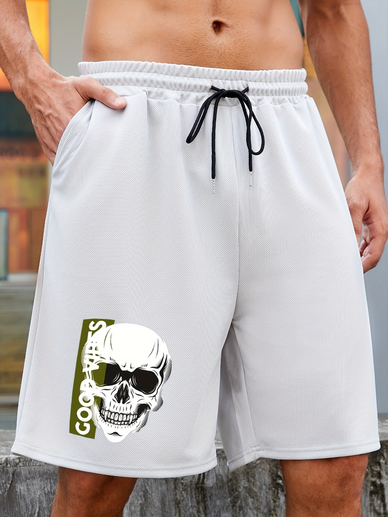 Plus Size Men's Mesh Shorts Skull Print Loose Pants Casual - Temu