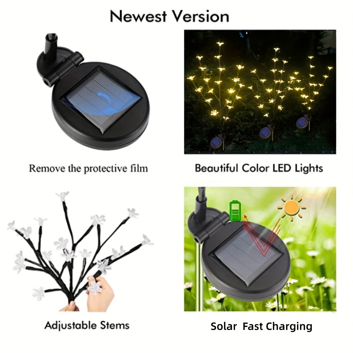 1pc outdoor solar cherry tree lamp artificial flower tree led lamp 20 led waterproof solar garden decorative lamp for lawn garden walkway terrace christmas halloween decorations details 5