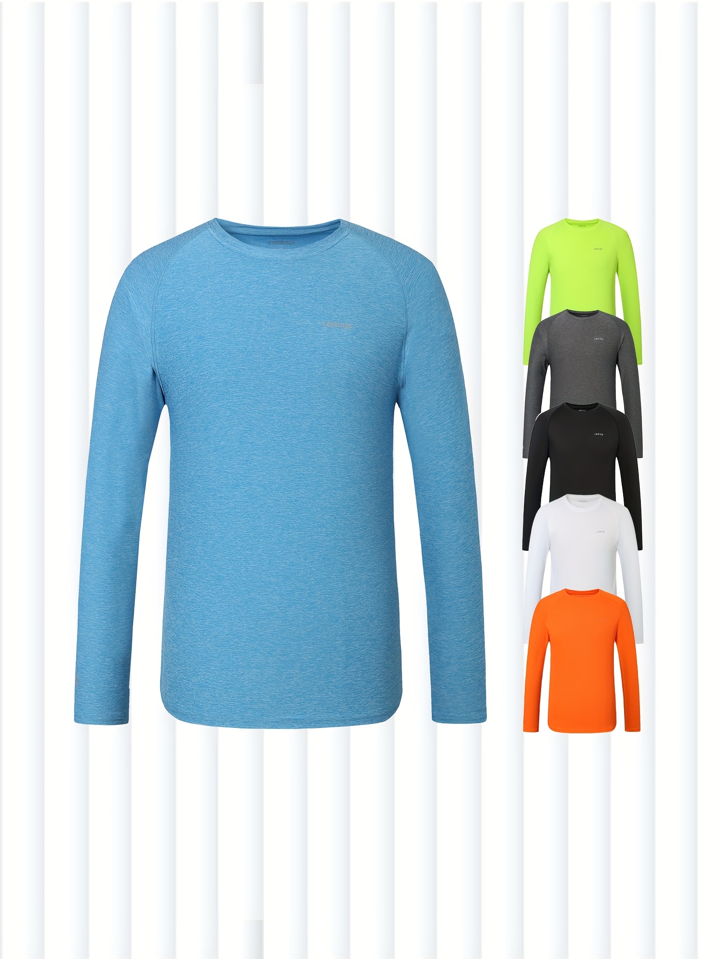 Camiseta deportiva de manga larga para hombre con protección solar para  hombre, color azul