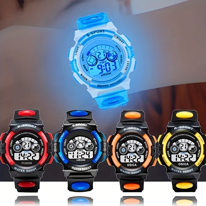Digitaluhr für Jungen, wasserdichte Sport Uhr Kinder Uhren mit  Wecker/Stoppuhr/12-24H, Elektronische Kinderuhren LED Armbanduhr für Junior  Teenager (Blue) : : Fashion
