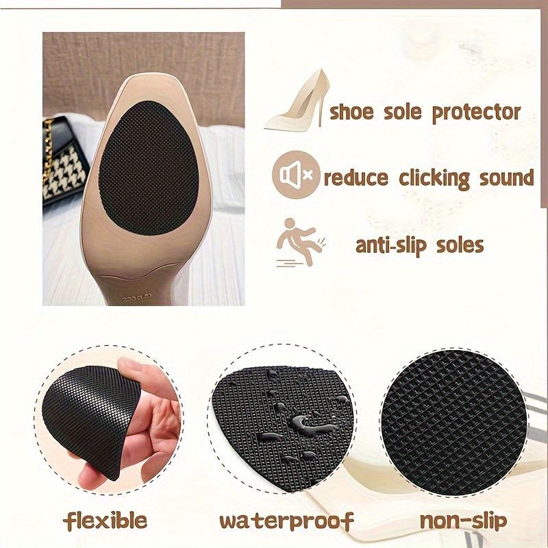 Crystal Clear Self-Stick Pads Sole Protector Shoe Bottoms Slip Resistant  Removable Shoe Sole Cover Protector for Heels,Men's Shoes, Large 6 x 4.5 in