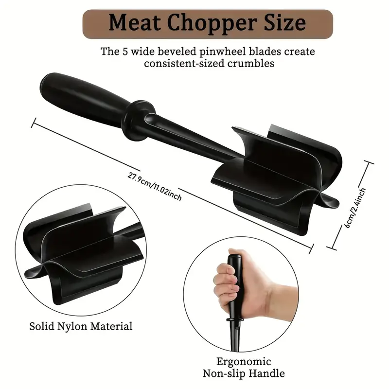 Meat Chopper, Handheld Ground Beef Hamburger Masher Home Kitchen