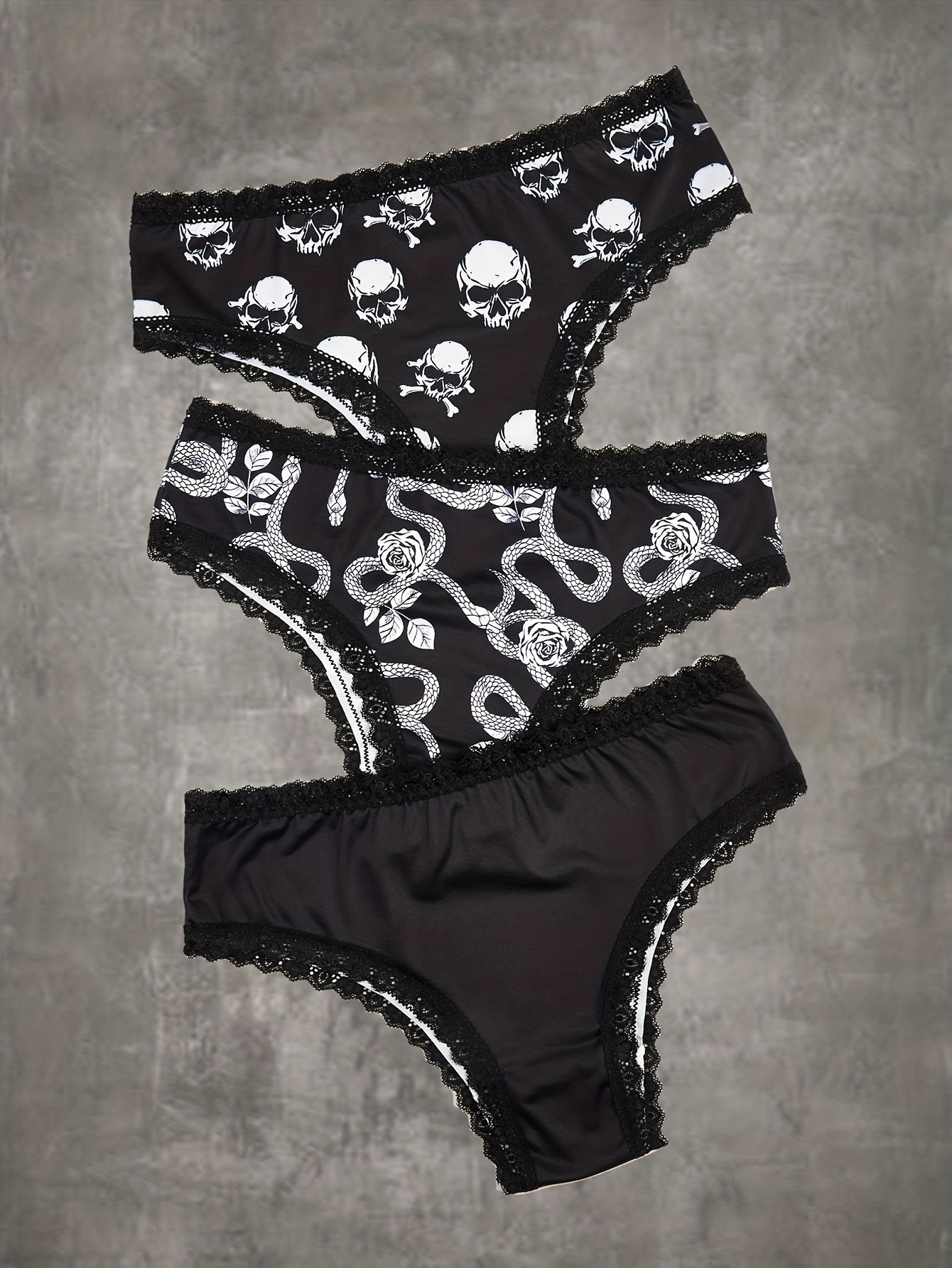 Punk Skull Pattern Briefs Comfy Funny Halloween Stretchy - Temu
