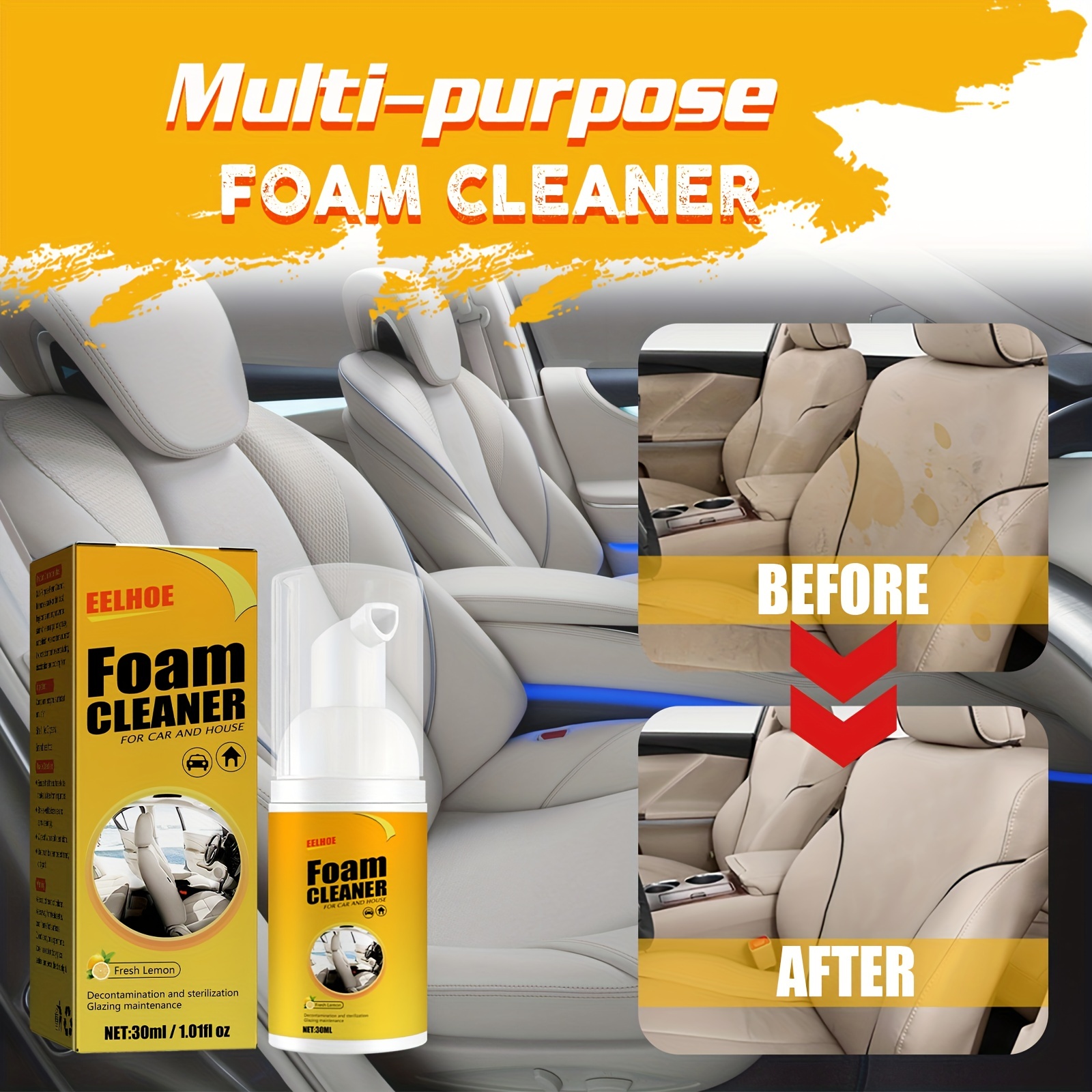 30ML Car Interior Fabric Cleaning Agent Multi-purpose Cleaning Agent Spray  Water-free Cleaning Agent Auto Roof Dash Cleaning - AliExpress