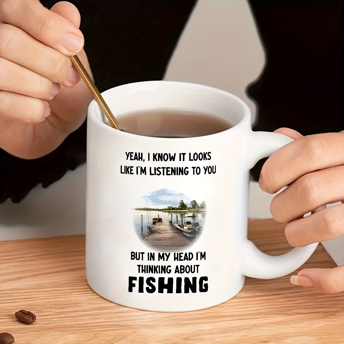 Fishing Gifts for Men Funny - I Might Look Like I'm Listening To You But In  My Head I'm Fishing Mug - Novelty Fish Angling Gift for Dad Grandad