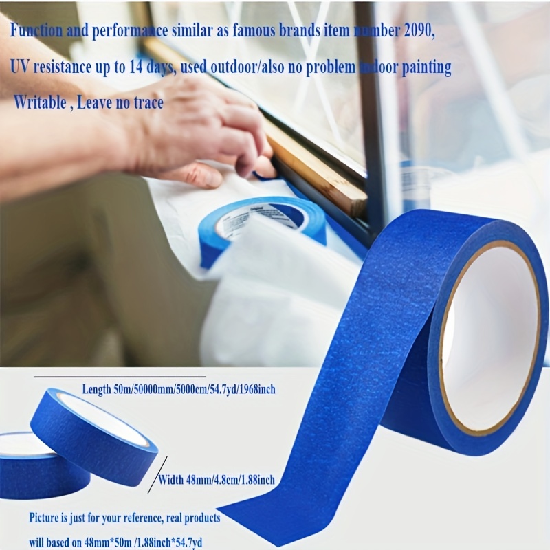 Blue Painters Tape - 0.7 Inch X 66 FT /1.2 Inch X 66 FT 1 Rolls Crepe Paper  Masking Tape, Multi-Surface Painters Tape, Paint Tape For Wall, Painting