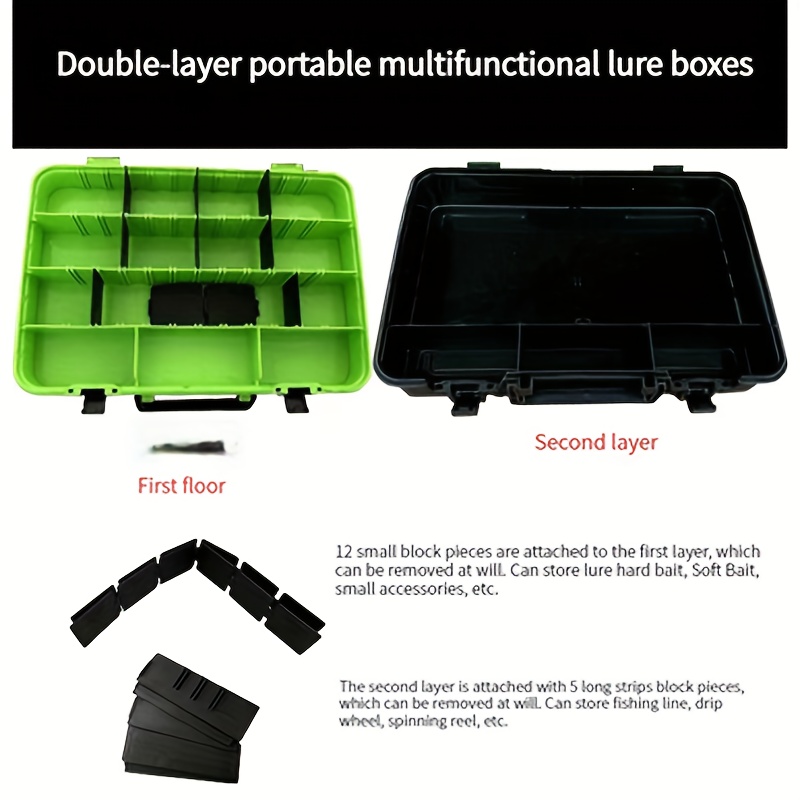 1pc Double-layer Fishing Lure Organizer Box, Multifunctional Portable  Tackle Storage Case