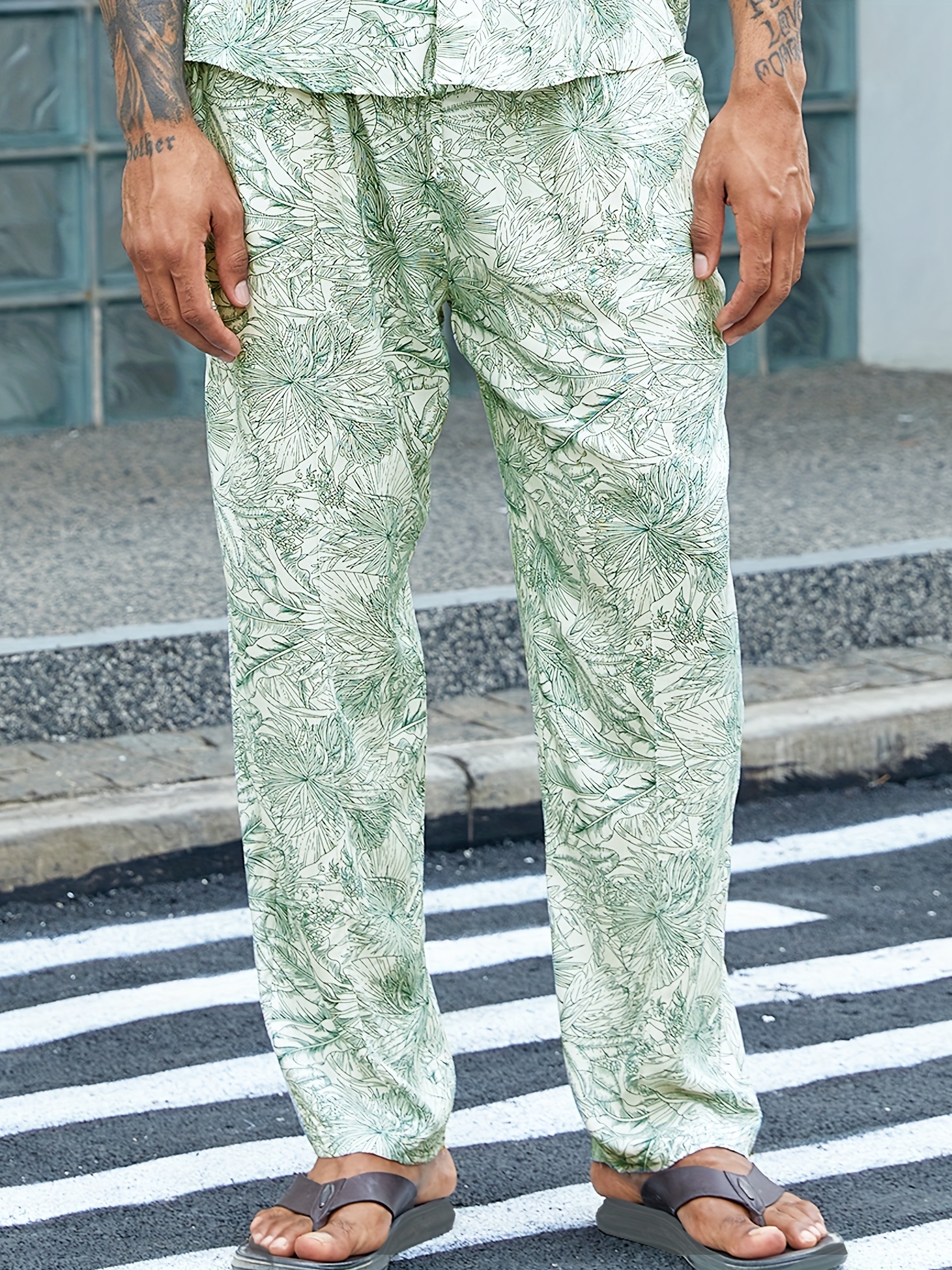 Men's Hawaiian Style Floral Print Pants Spring/autumn Casual - Temu