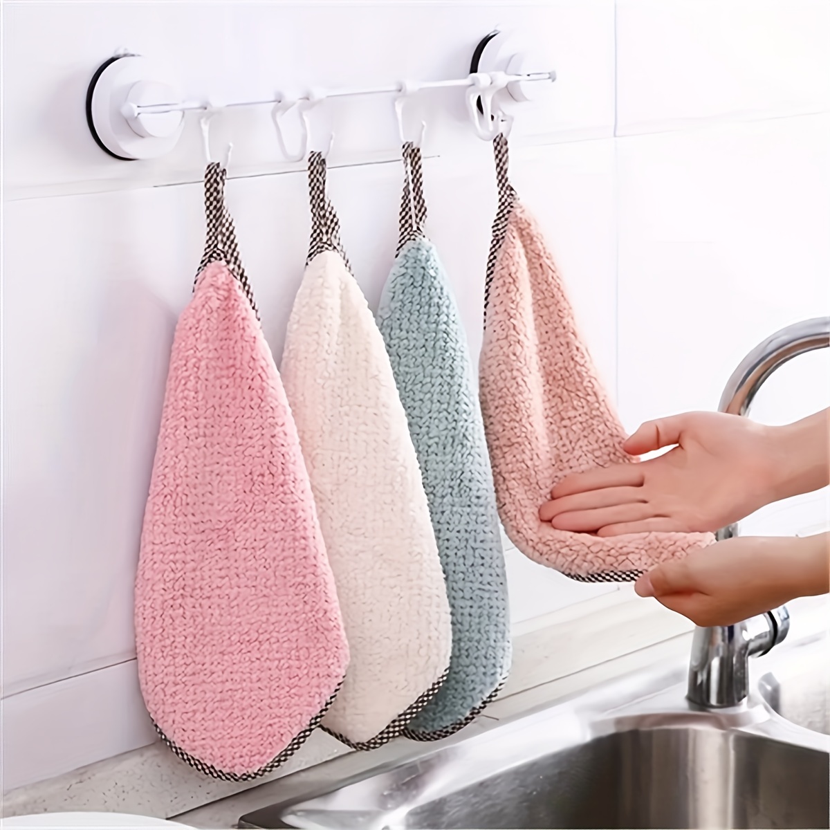 1pc Strong Water Absorption Kitchen Coral Velvet Cleaning Cloth