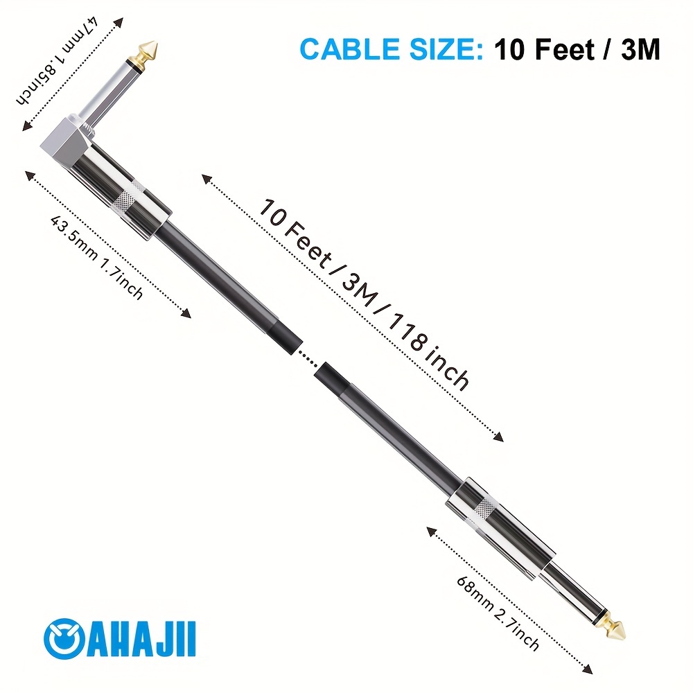 Ahajii Ahx3m Cable Guitarra 10 Pies Cable Instrumento - Temu