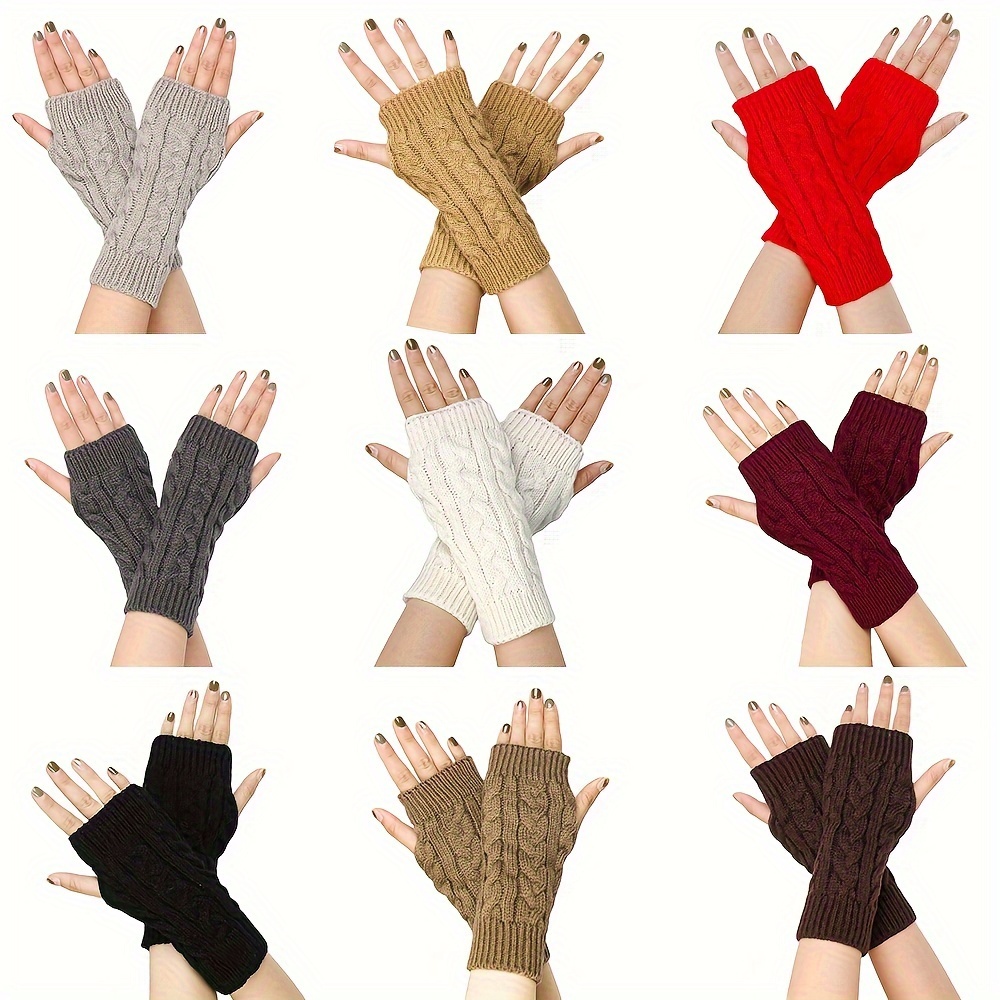 Gants thermiques pour femmes, tricot tressé, écran tactile épais, gants d' hiver avec