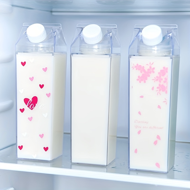 500ml/1000ml Milk Carton Water Bottle Plastic Portable Clear Box