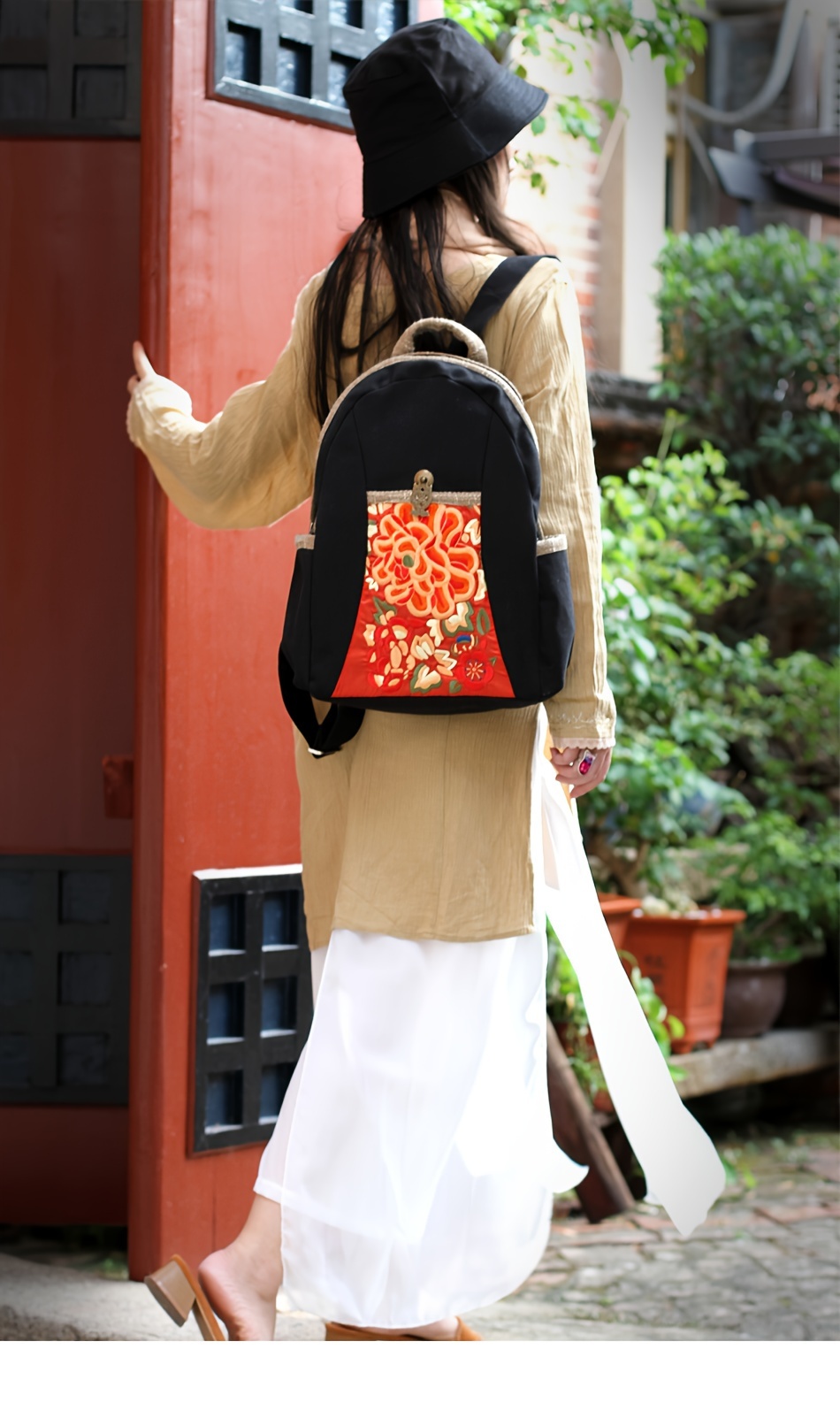 mochila de lona estilo mochila feminina com bordado - Temu Brazil, image size:800x1350