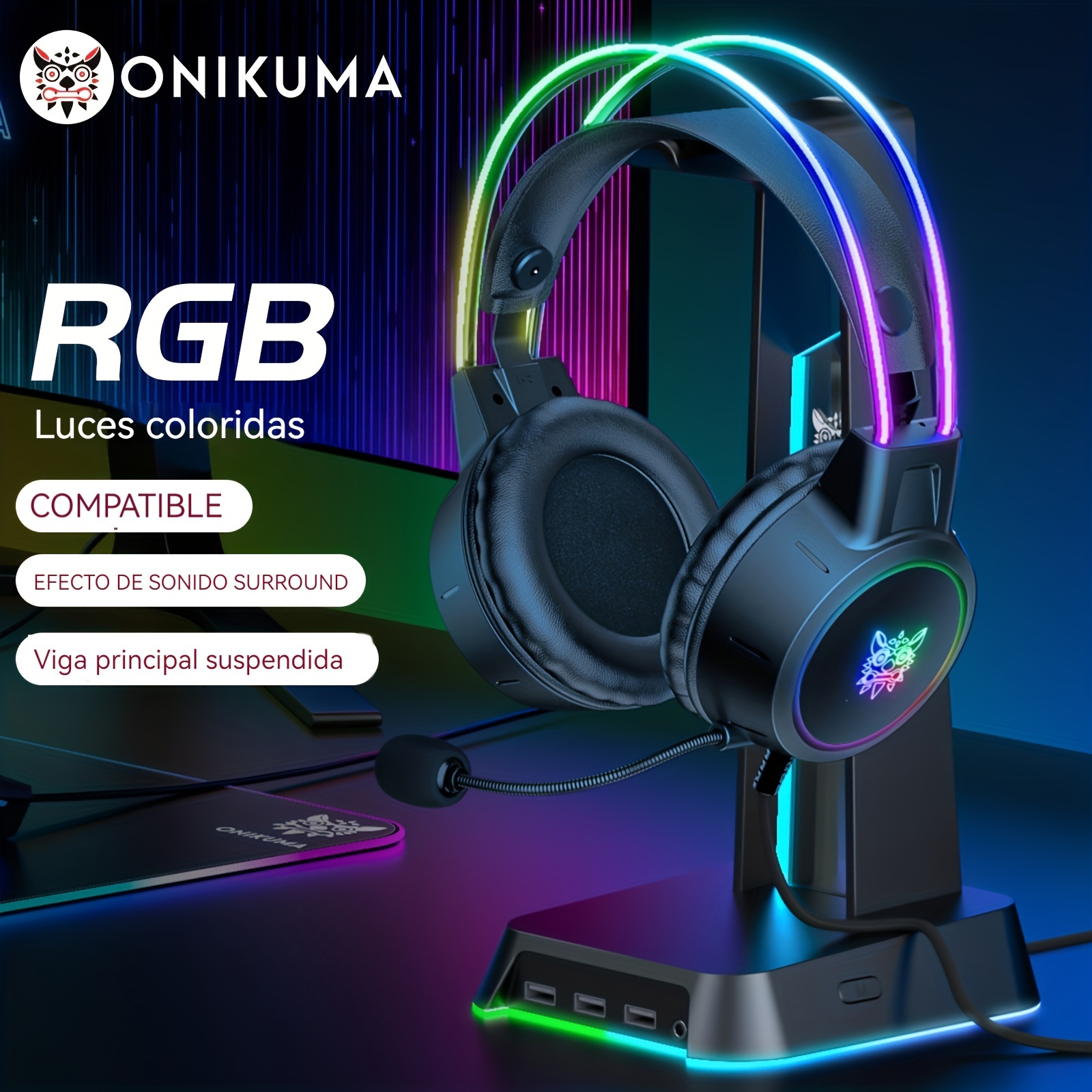 Audifonos Gamer Gaming PC Para Hombre Computadora Luz LED Sonido Envolvente