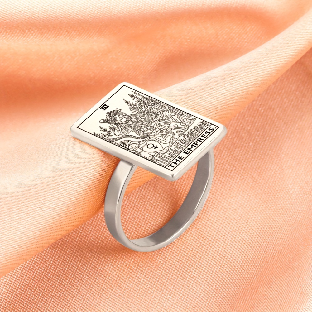 Stainless Steel Tarot Cards Ring Amulet for Men