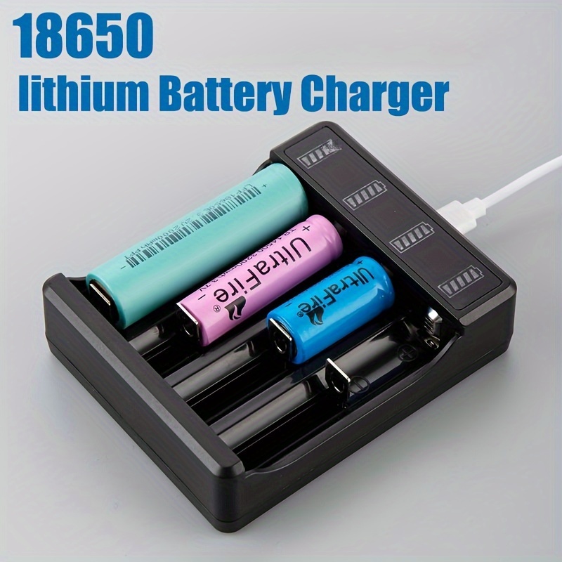 Cargador de batería 18650 de 3 ranuras, cargador universal de iones de  litio compatible con baterías 18350, 18650, 26650, 26500, 26350, 18500,  16340