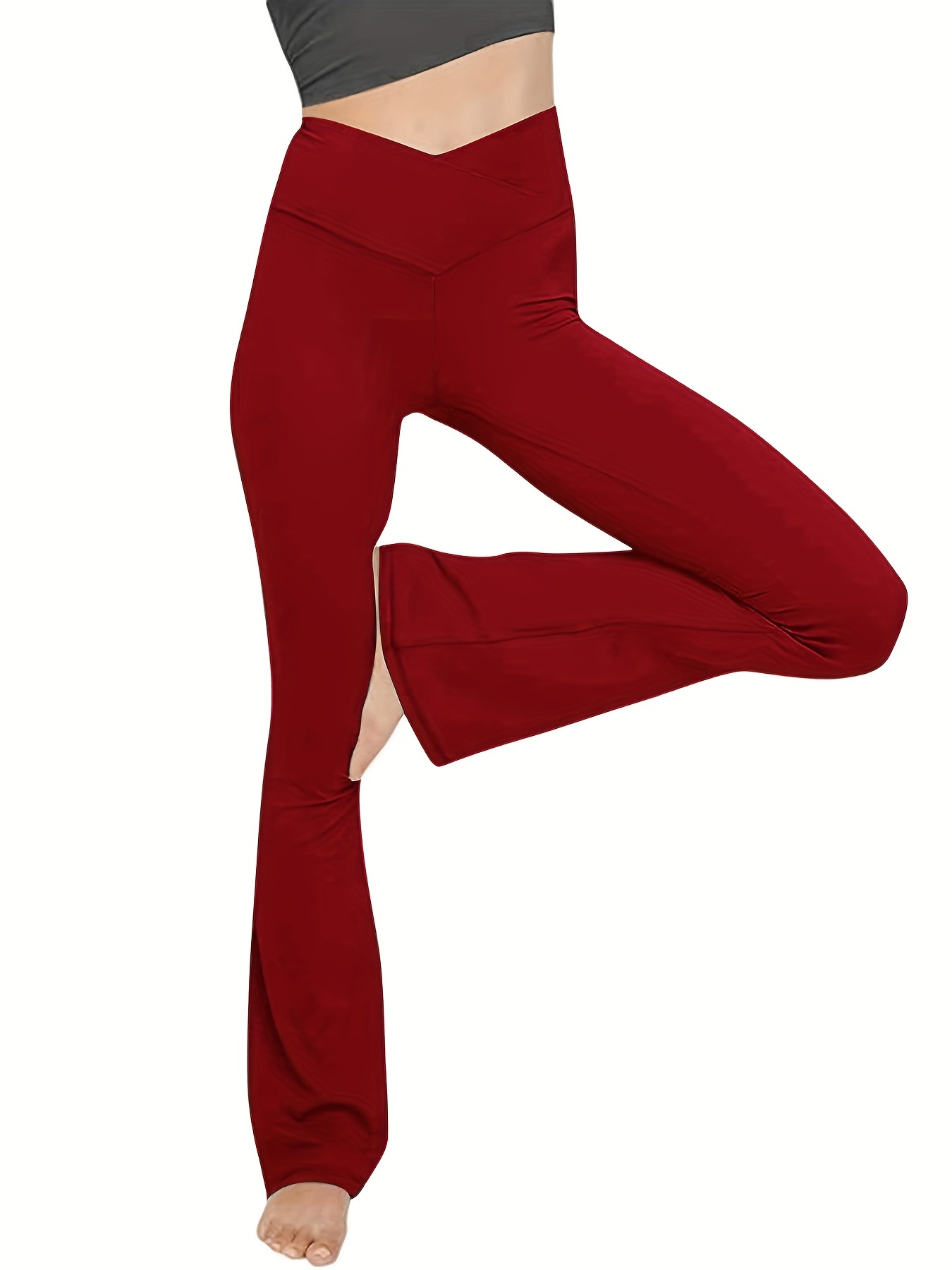Leggings Acampanados Sólidos Mujer Pantalones Yoga - Temu
