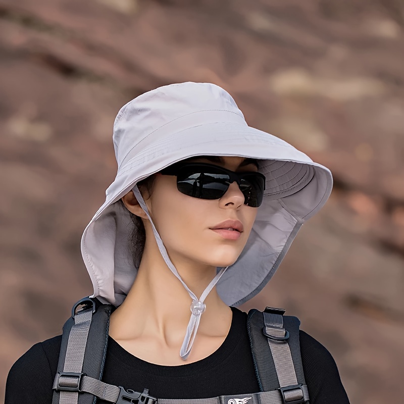 wide brim shawl ponytail bucket hat for women outdoor fishing hiking uv protection bonnet