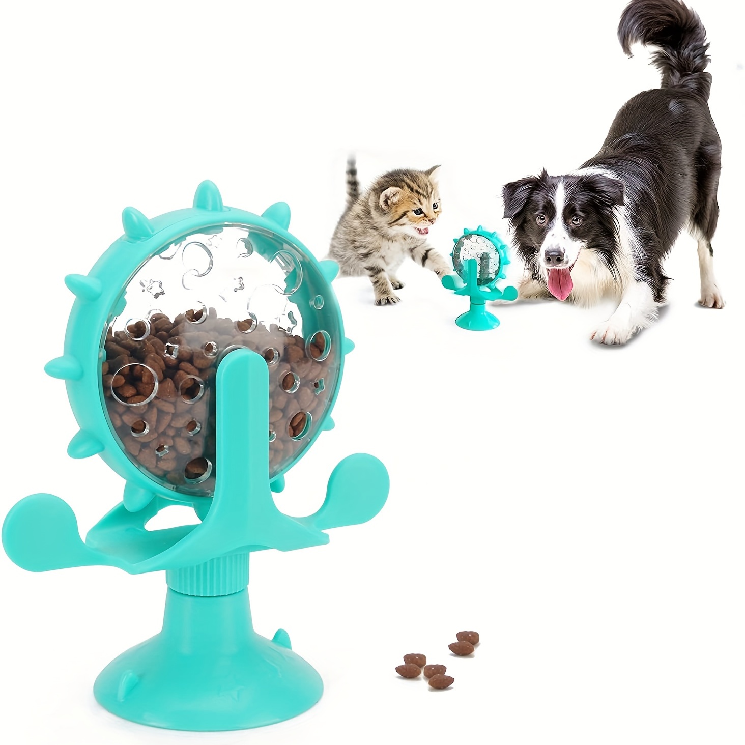 Cat Food Puzzle, Windmill Cat Toy, Turntable Food Dispenser