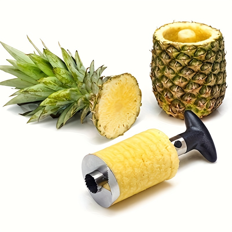 1pc Ananas Corer et trancheuse, éplucheur d'ananas en acier inoxydable,  couteau à éplucher les fruits, enlève-tige avec des lames tranchantes  trancheuse pour des anneaux de fruits en dés, facile à nettoyer, gadgets