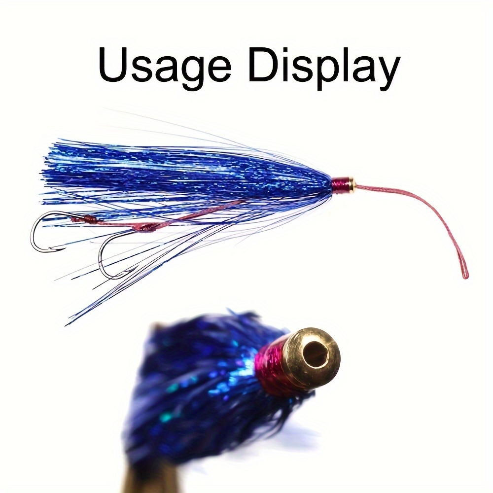 6pcs 3.3 Fishing Bucktail Teaser, Holo Flasher Brass Slide Tube Teasers  For Fly Sea Bass * Rigs