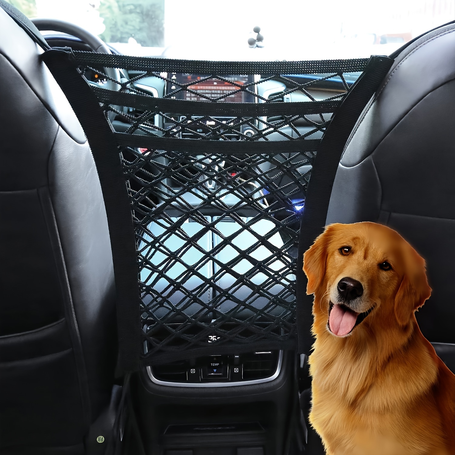 1pc Car Front Seat Organizer, Car Purse Holder, Three-layer Mesh Bag  Handbag Holder, Rear Seat Dog Guardrail