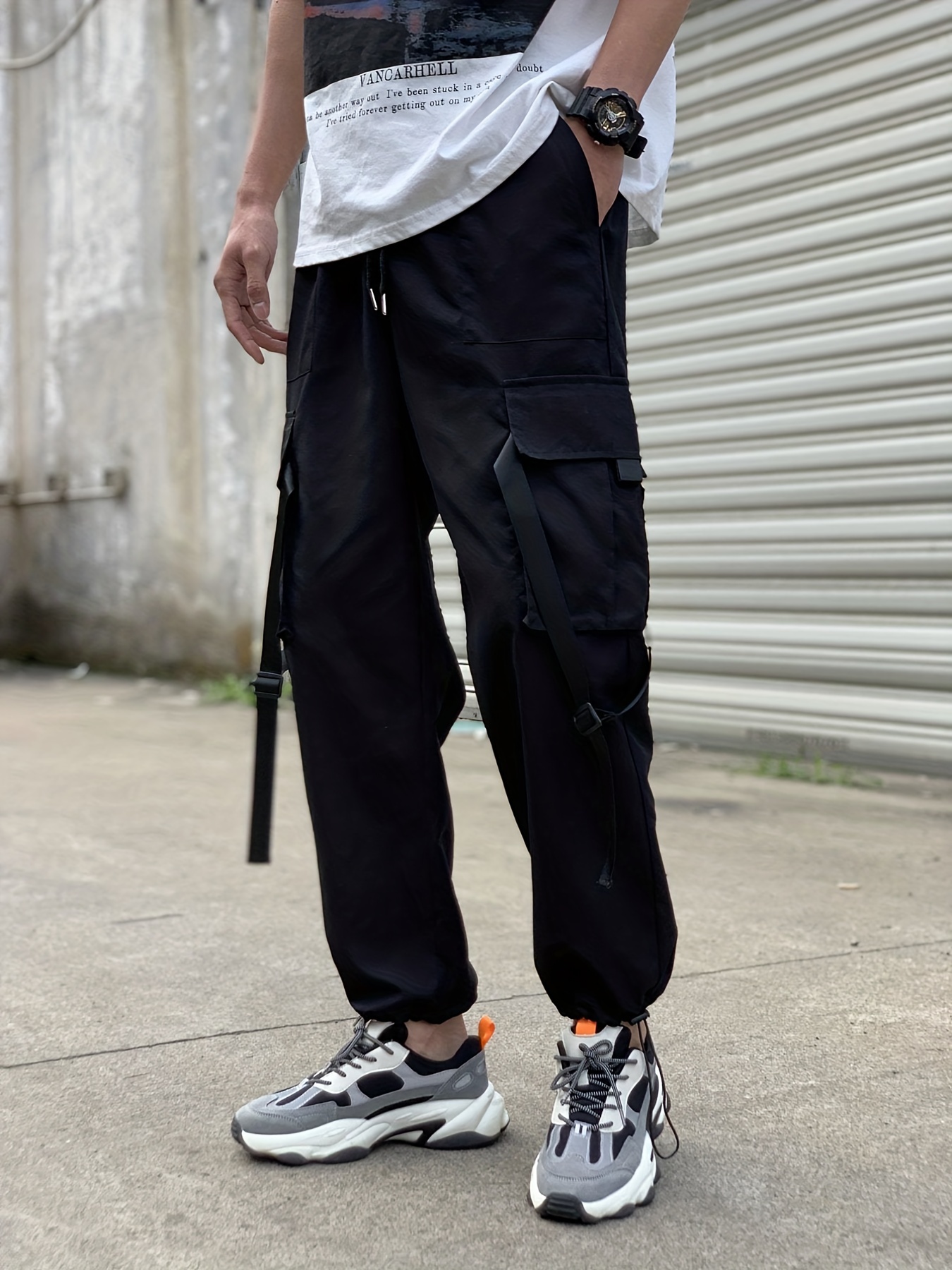 Men's Casual Solid Color Slim Fit Cargo Jeans Pocket Men's - Temu