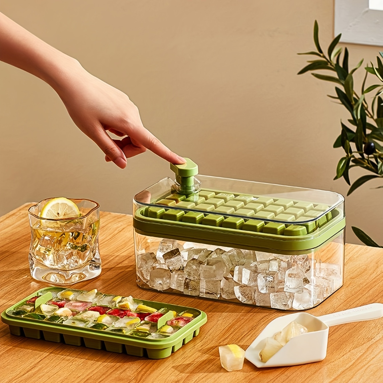 Release Switch Ice Cube Tray With Lid And Bin For - Temu