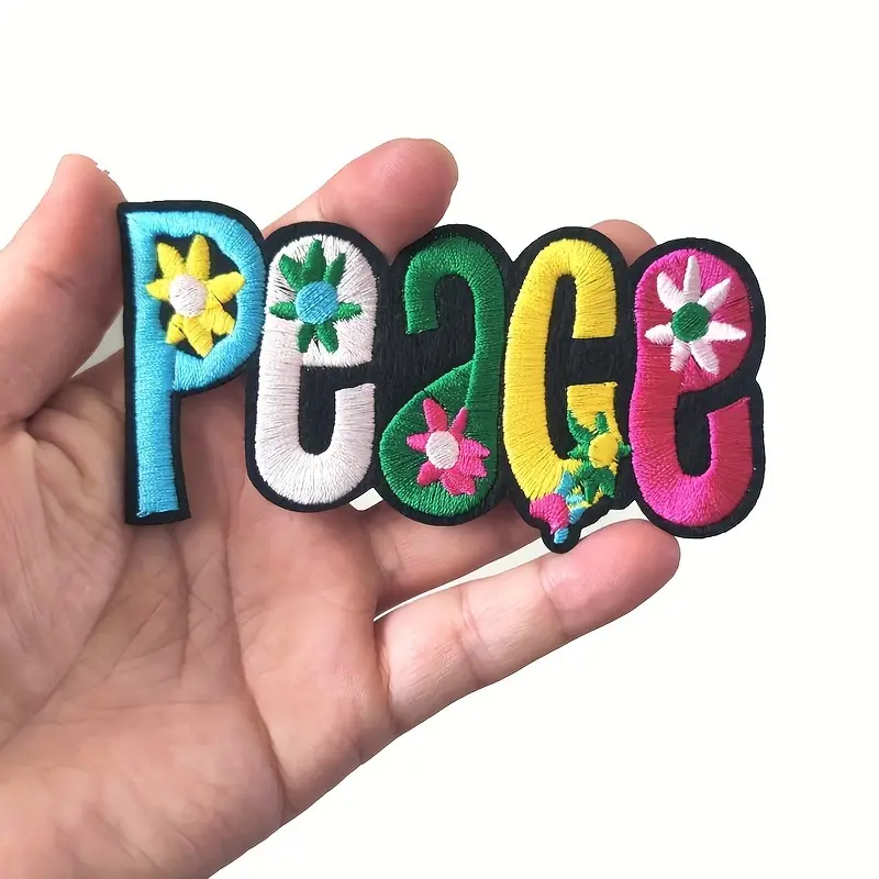 1pc PEACE Letter Patches For Backpacks, Embroidered Fabric Patch For Hats,  Iron On Sew On Patch For Clothing