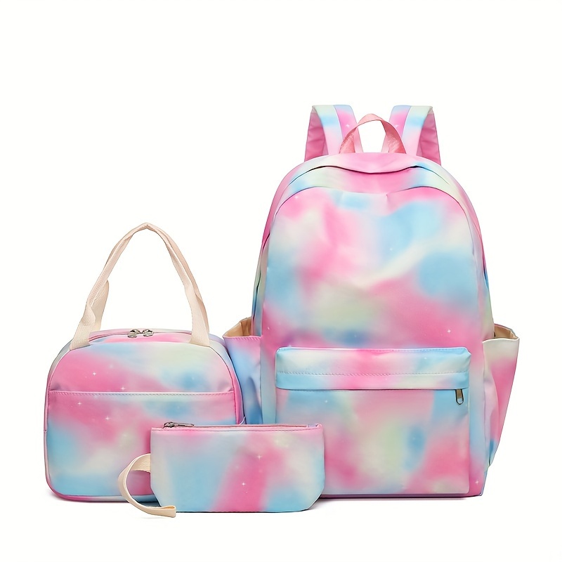 Kawaii Backpack Set Tie Dye Cartoon Pattern School Bag With - Temu