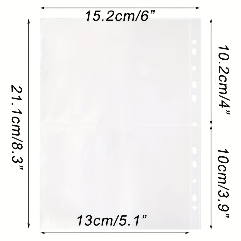 10pcs Standard Clear Plastic Photo Album Transparent A5 Binder Refill  Sleeves