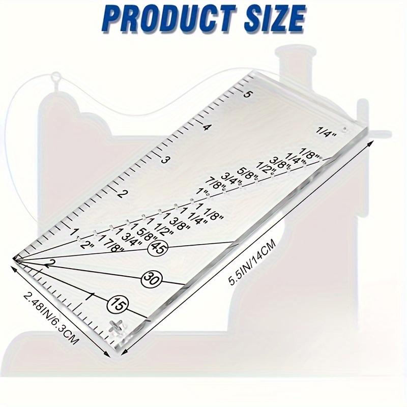 Seam Allowance Ruler And Magnetic Seam Guide For Sewing Machine, Perforated  Seam Gauge For 1/8 To 2 Straight Line Hems, 1/4 Pivot Point 45°Trim Lin