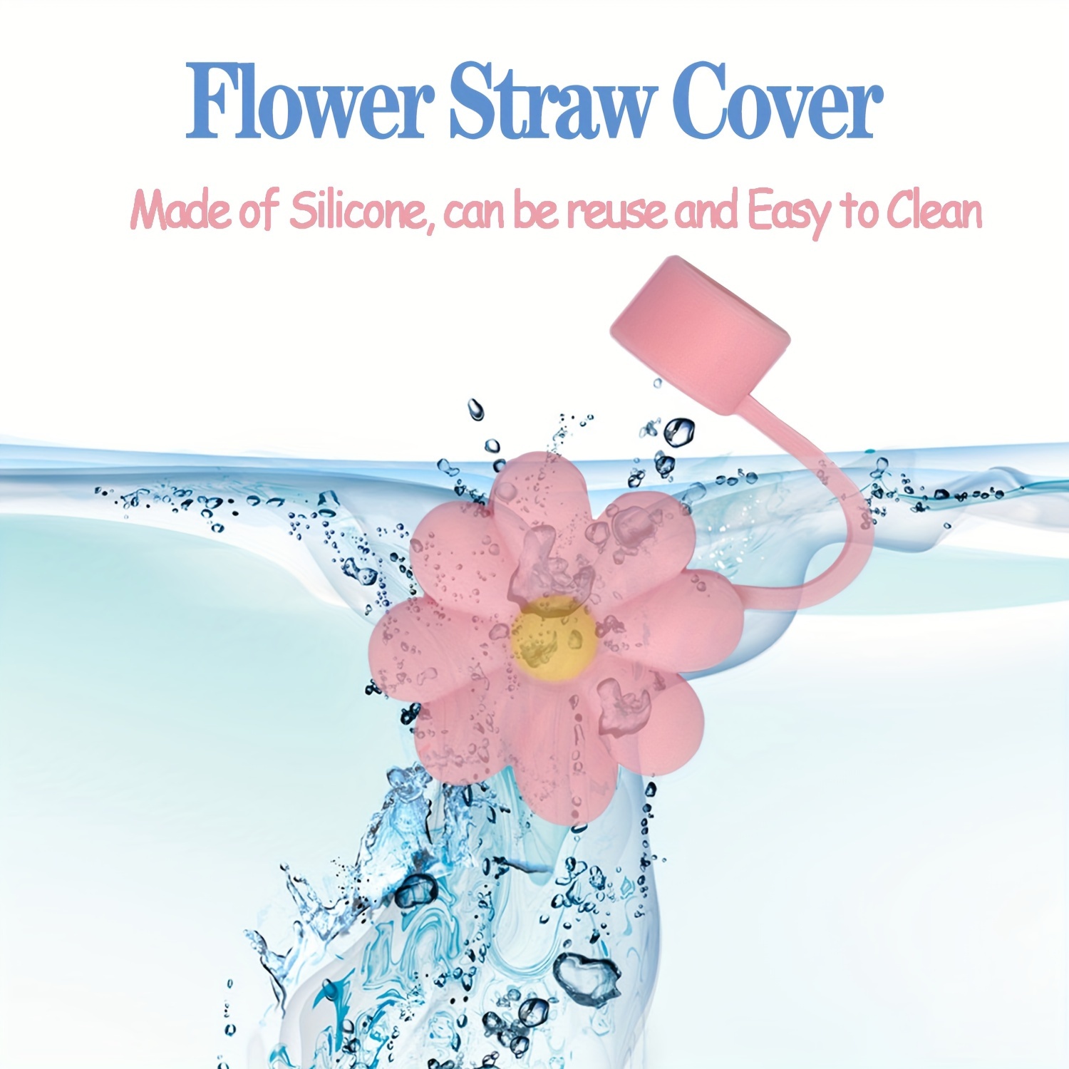 Cute Flower Reusable Straw Cover Dustproof Splash Proof - Temu