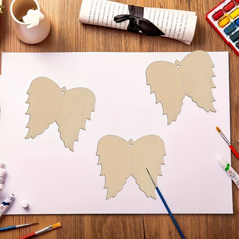 Angel Wings Wooden Diy Crafts Paper Cutting Wooden Products - Temu