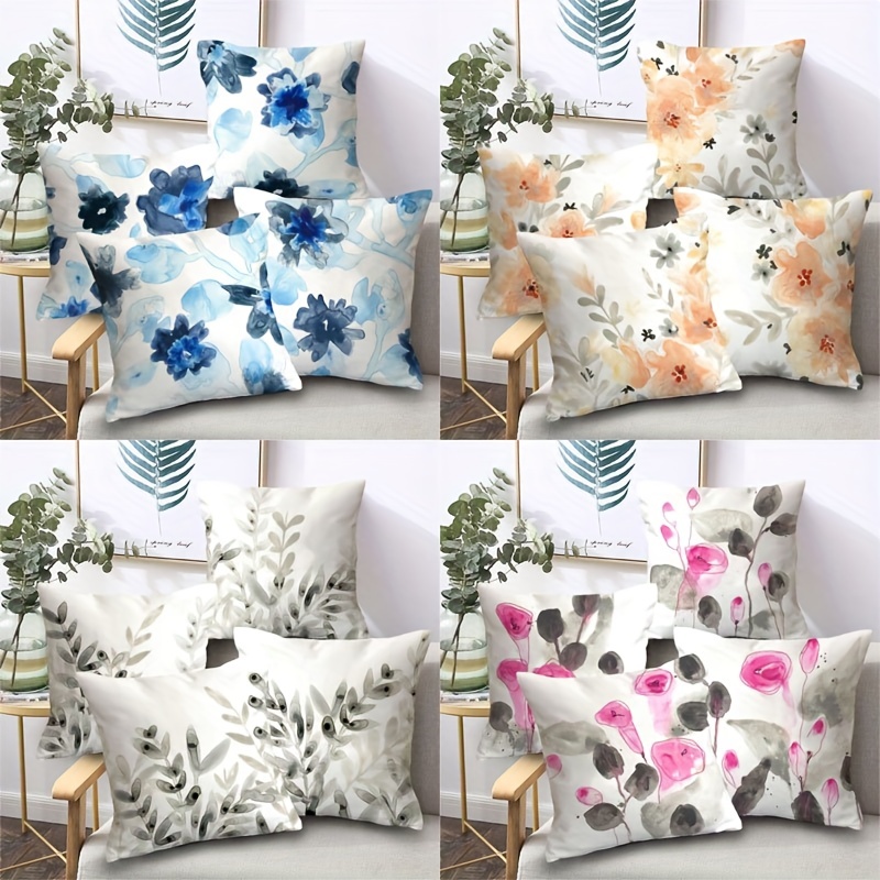 Watercolor floral hot sale pillow cover