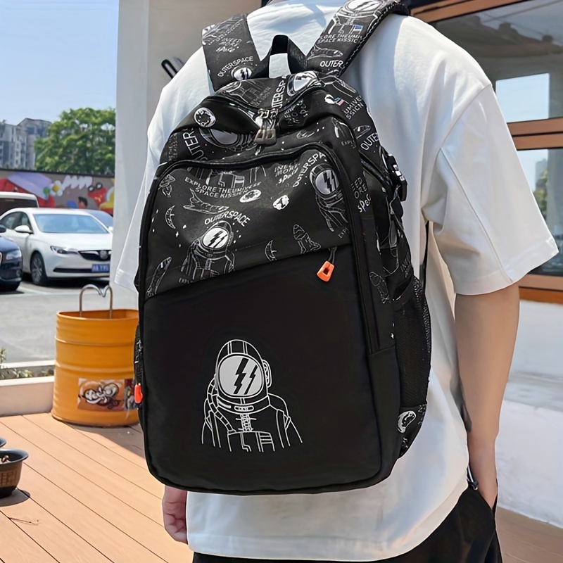 Graffiti Spaceman School Bag Large Capacity Backpack