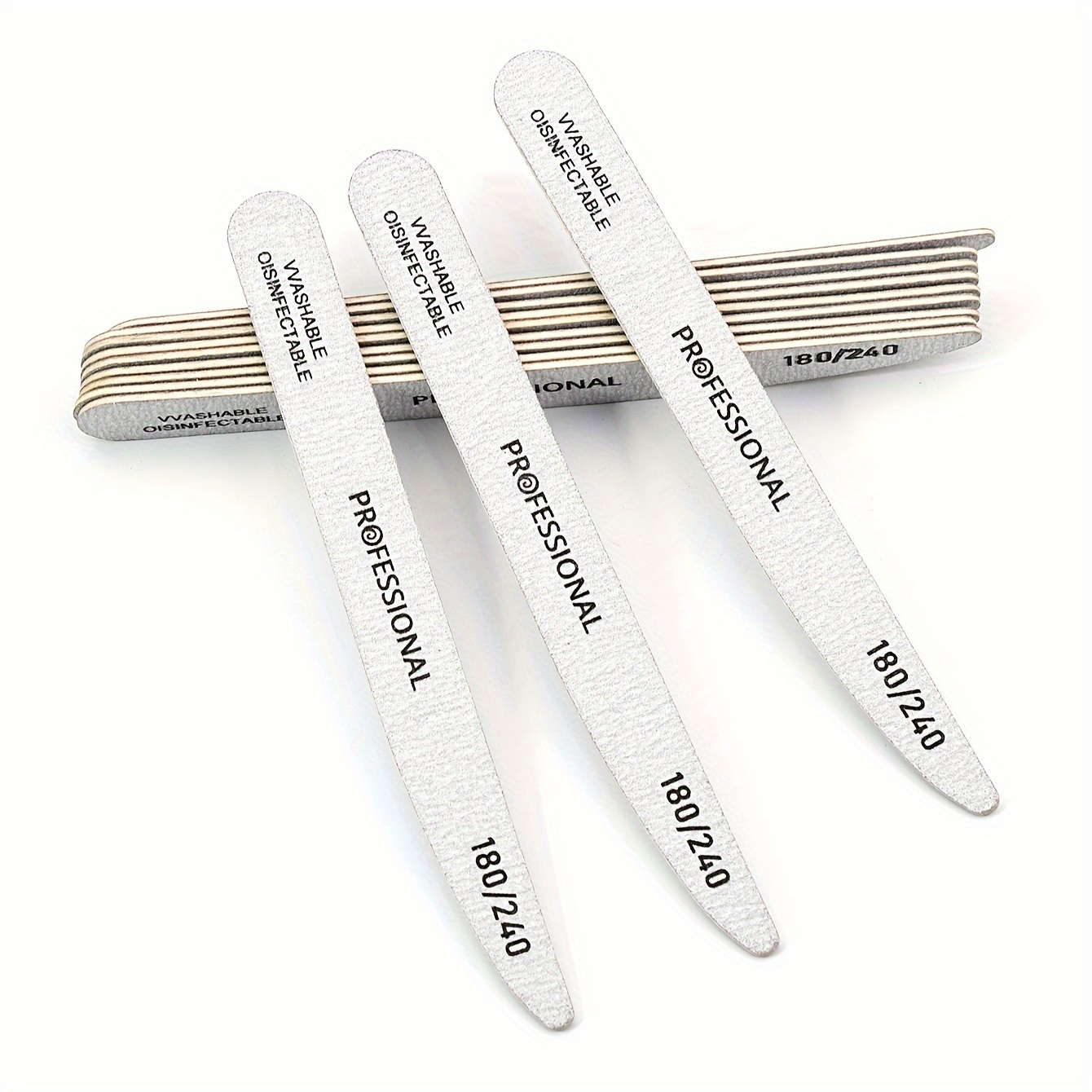 Image of 50pcs Straight Wood Nail File Reusable Nail Buffer Nail Trimmer Natural Nails For Home And Salon Use Double-sided Sandpaper Washable Sandpaper 100 180 240 Grit