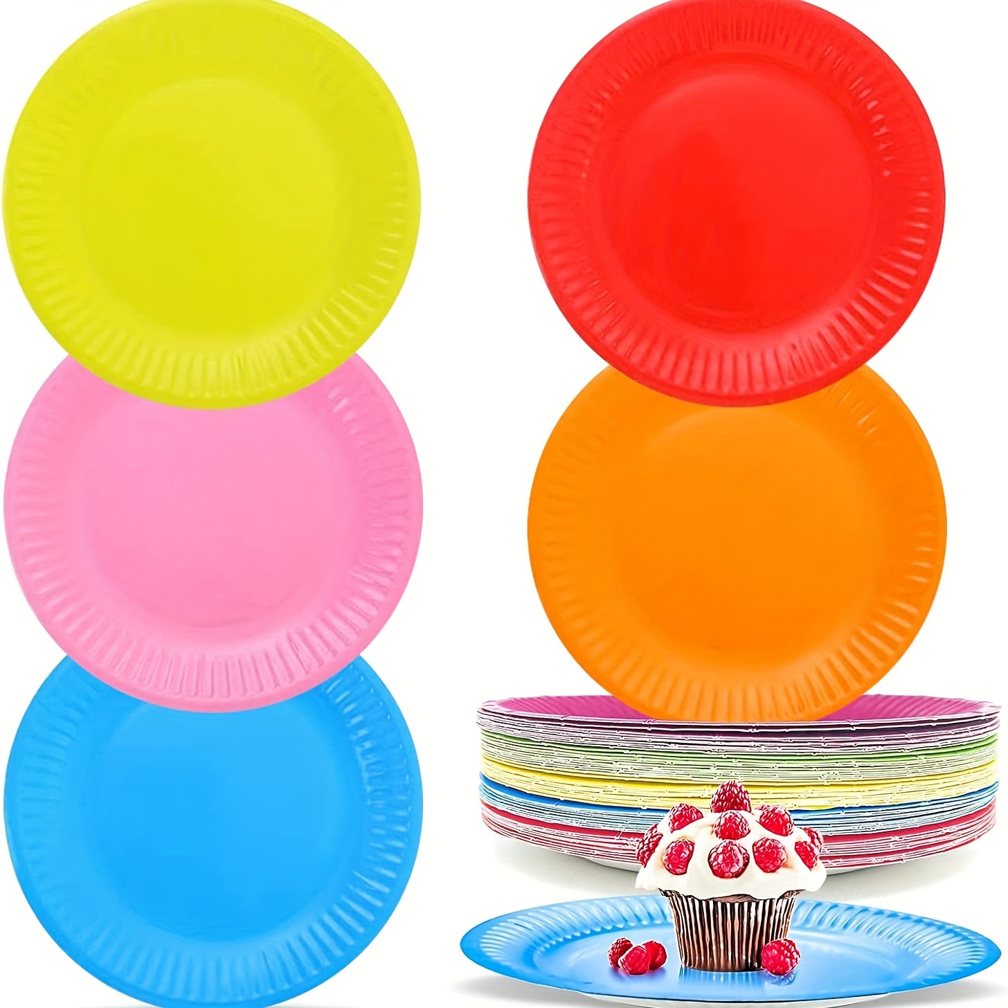 10pcs Disposable Paper Plate Plain Color Paper Plate 7inch&9inch