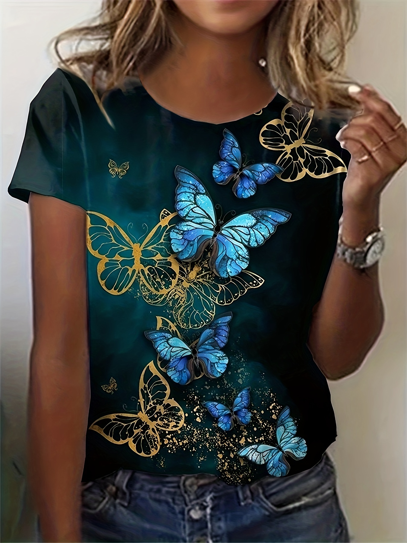Plus Size Butterfly Shirt - Temu Canada