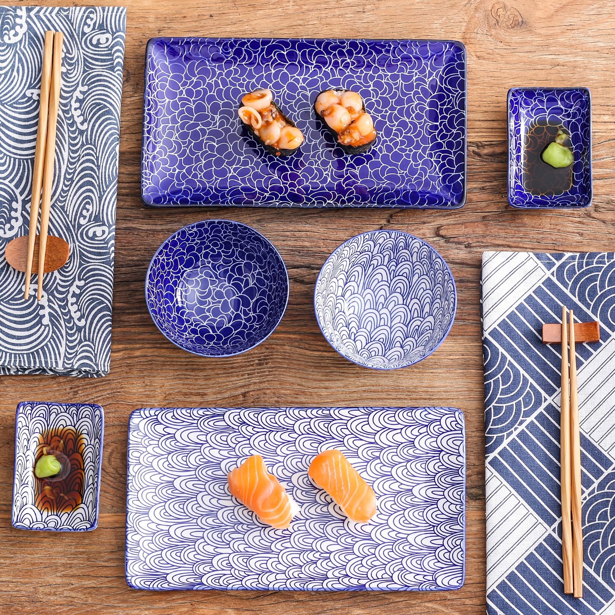 Japanese Sushi Tableware Set, Porcelain Sushi Tableware, Sushi Gift Set