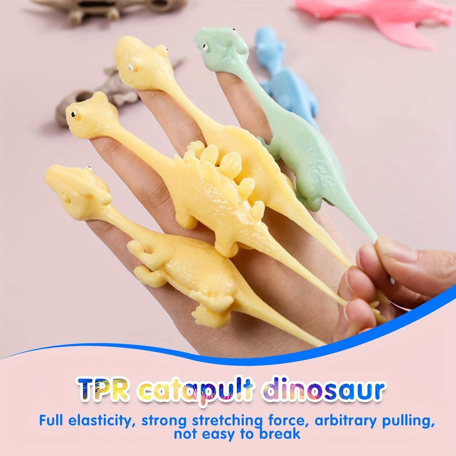 Slingshot Dinosaur Finger Toys Dino Figures Sling Shot Toys 6Pcs Sensory  Fidget Toys Party Favors Funny Gag Gifts Flying Games