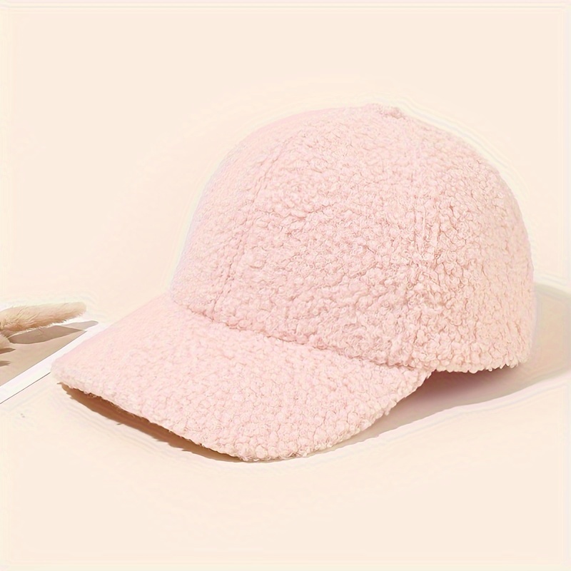 Khaki Elegant 1pc Baseball Baseball Hat, Dad Hats, Men's unisex Sunshade Warm Lamb Trendy Pattern Autumn and Winter Wool Baseball Temu