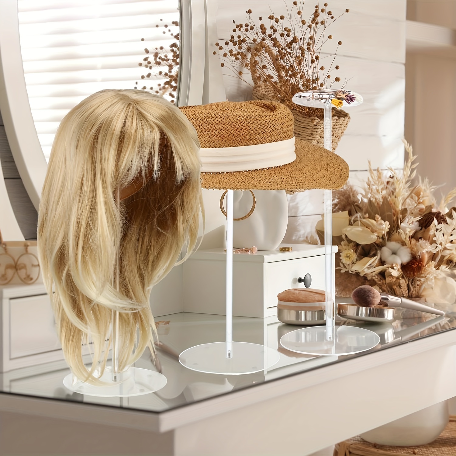 Transparent Acrylic Wig Display Stand Transparent Wig Temu