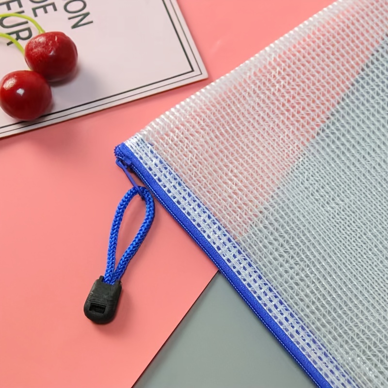 Waterproof Transparent Zipper Bag A4 A5 Mesh Stationery Bag