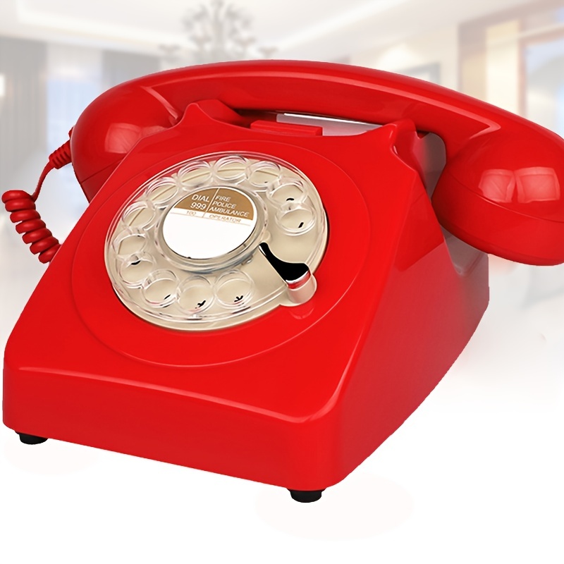 Teléfono Fijo Vintage con Dial de botón, Red, negro, plástico, hogar,  oficina, Retro, estilo europeo