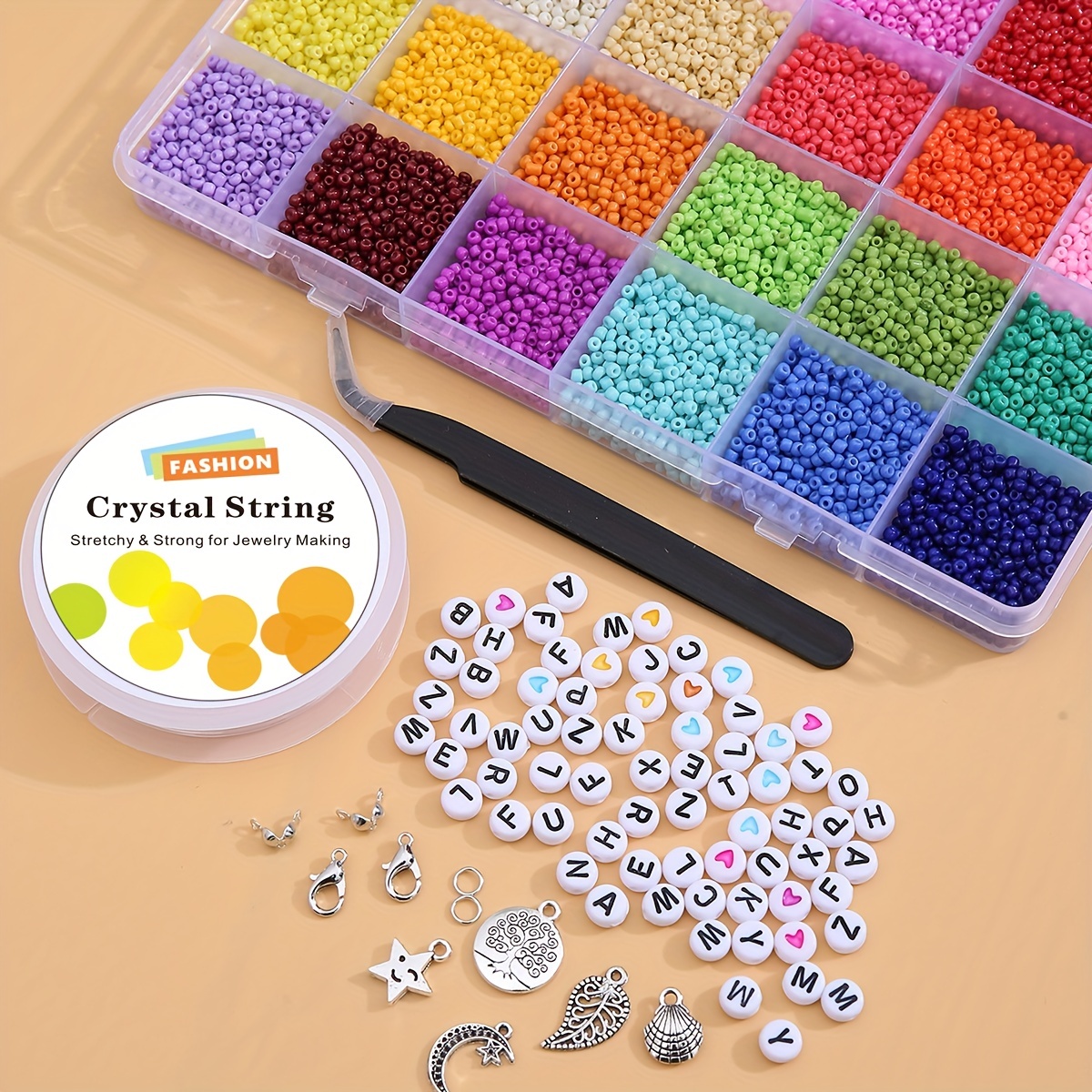 Glass Seed Beads 24 Colors Small Beads Kit Bracelet Beads For