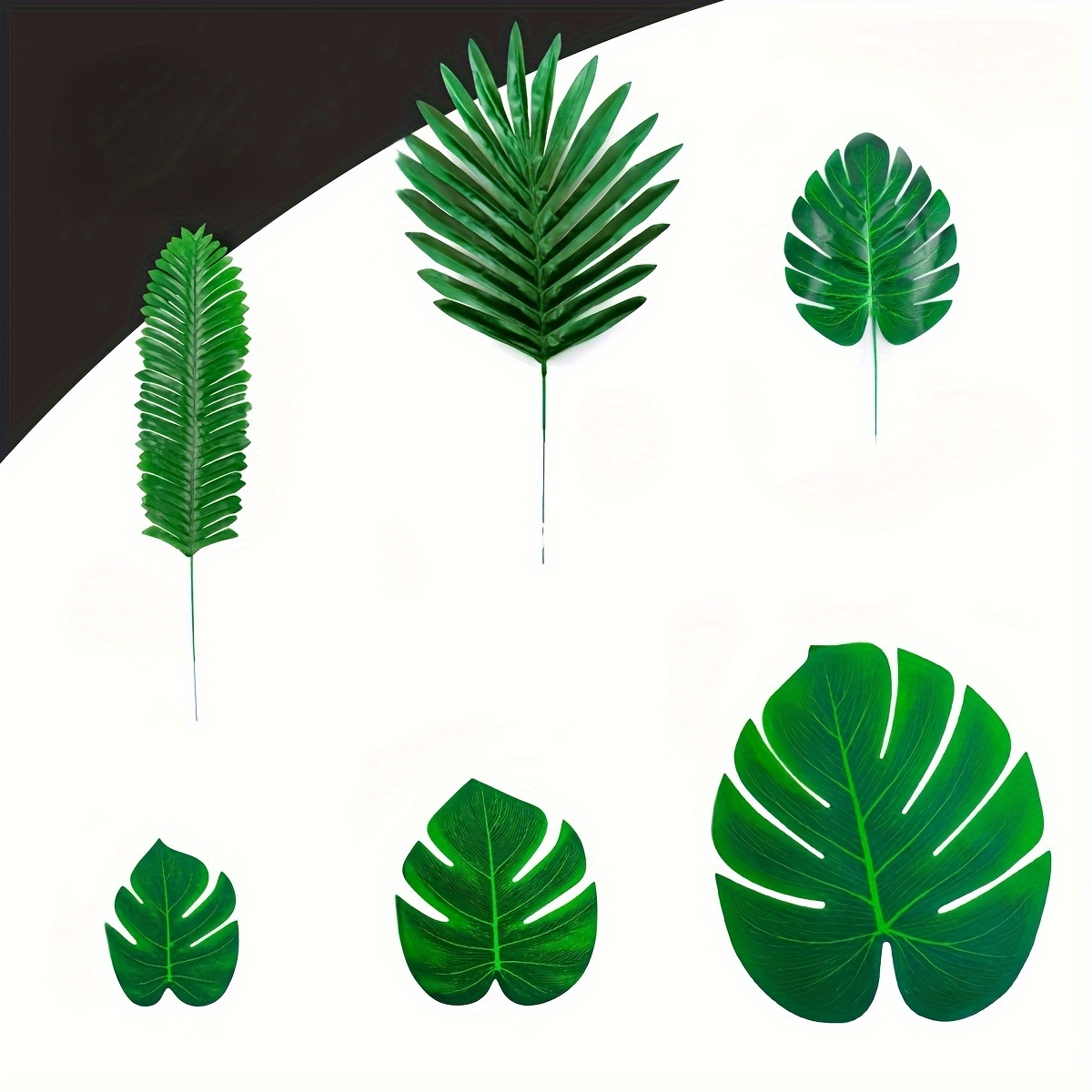 TEMU 12 Packs, Loose Tail Sunflower Palm Leaves, Tropical Plant Leaves, 6 Kinds Of 2 Sets, Plant Indoor Decoration, Green Plant Wall Decoration,